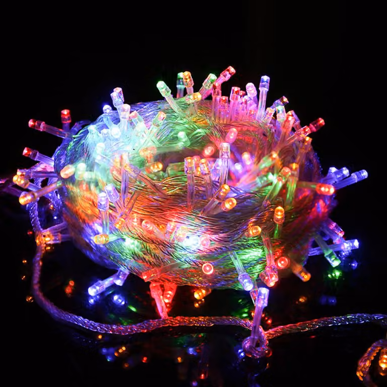 10M 100LEDs 8 Modes Fairy Lights Power LED Christmas Fairy Lights Cavo trasparente Camera Decorazione Luce Festa Giardino Albero di Natale Illuminazione, Colorato