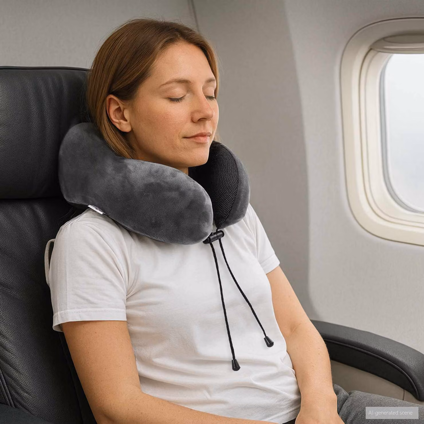 Cuscino da viaggio per collo e spalle vidaXL in memory foam grigio con rivestimento in velluto traspirante e lavabile in lavatrice