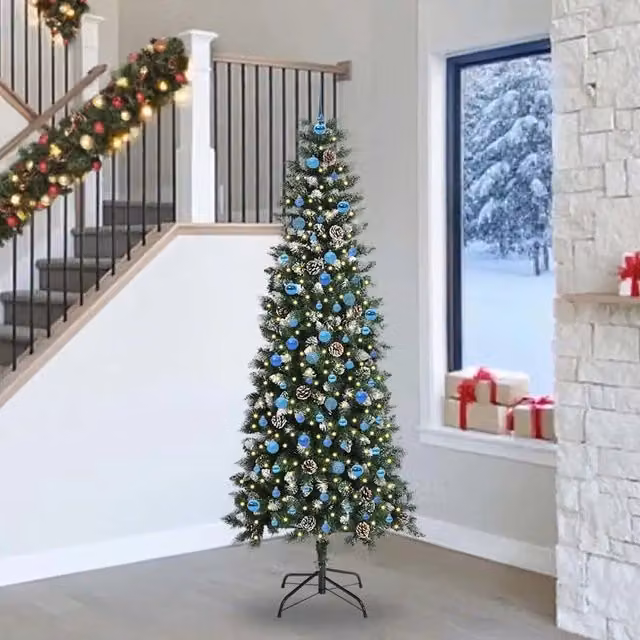 Albero di Natale artificiale moderno vidaXL verde con luci LED bianco caldo e struttura in metallo, Altezza: 240 cm – 1