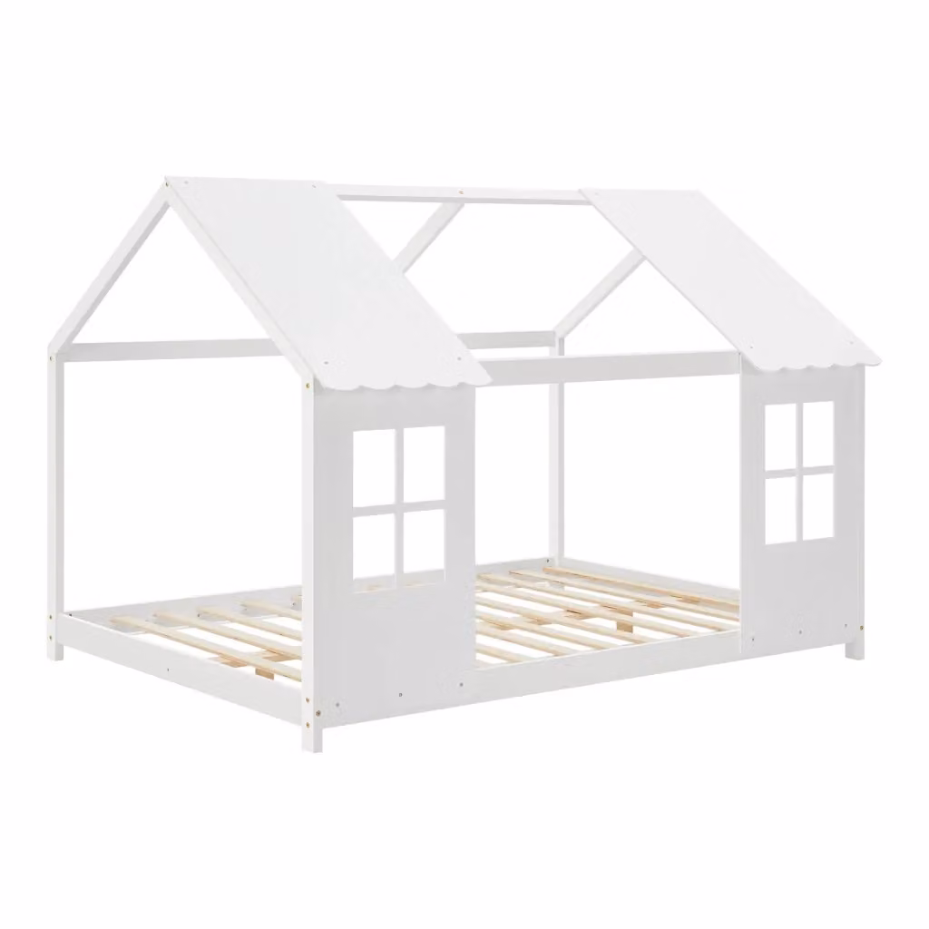 Letto per cameretta a forma di casetta en.casa in legno di pino bianco L/P/H: 207 x 127 x 141 cm, dimensioni materasso 120 x 200 cm – 2