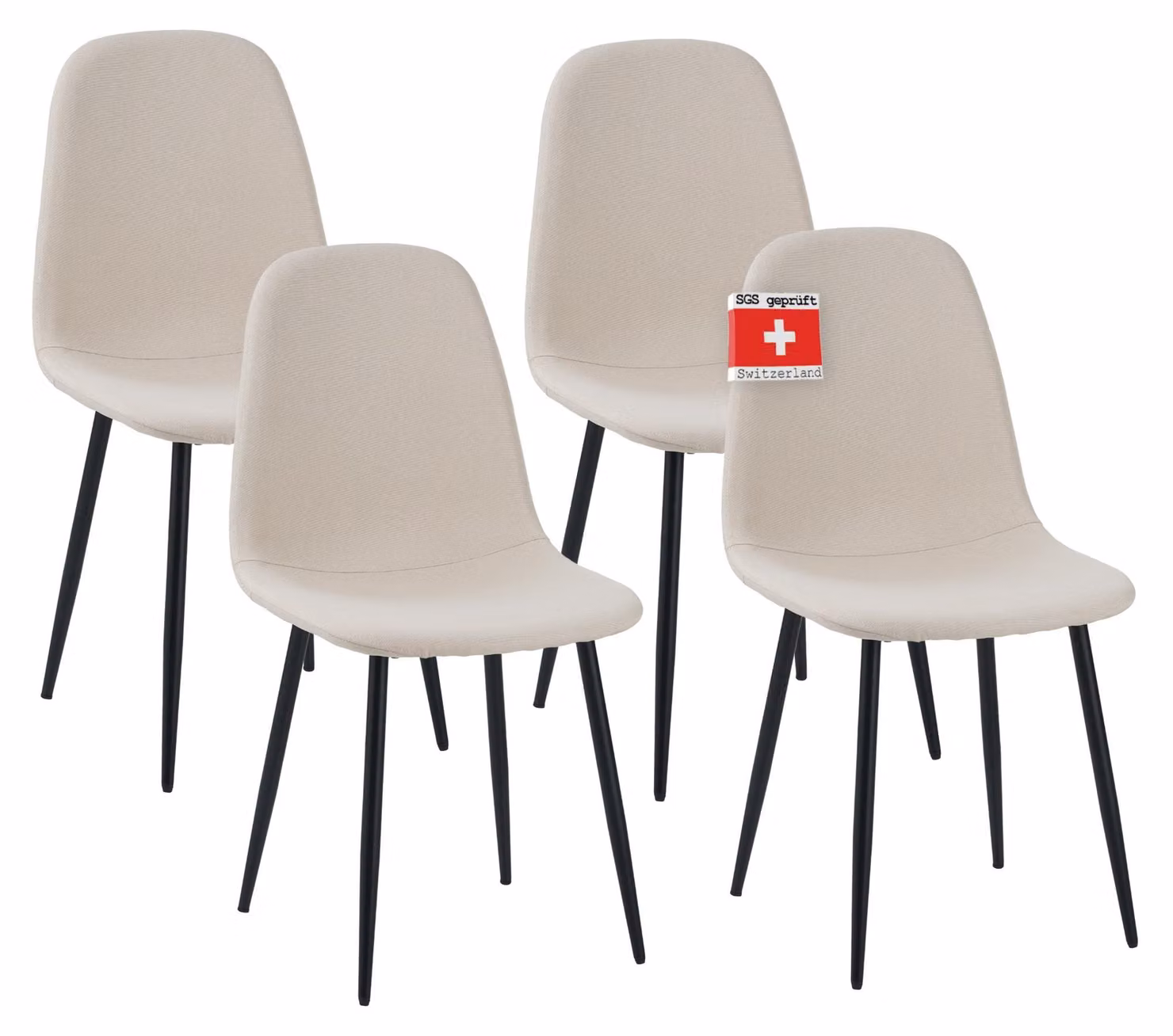 Sedia da pranzo Albatros BARI con rivestimento in tessuto, set di 4 sedie beige, elegante design vintage, portata 110Kg, sedia imbottita - sedia da cucina moderna