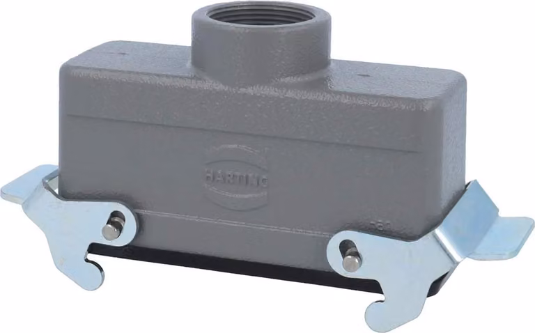 HARTING Han 24B Alloggiamento connettore basso, 1xM32 uscita cavo diritta, con 2 staffe trasversali Vite M32 Area di serraggio