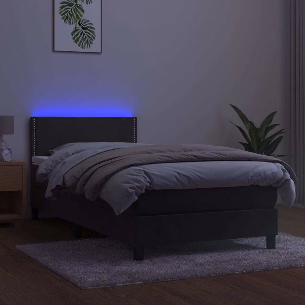 Maison Exclusive - Letto a Molle con Materasso e LED Grigio Scuro 90x190cm Velluto