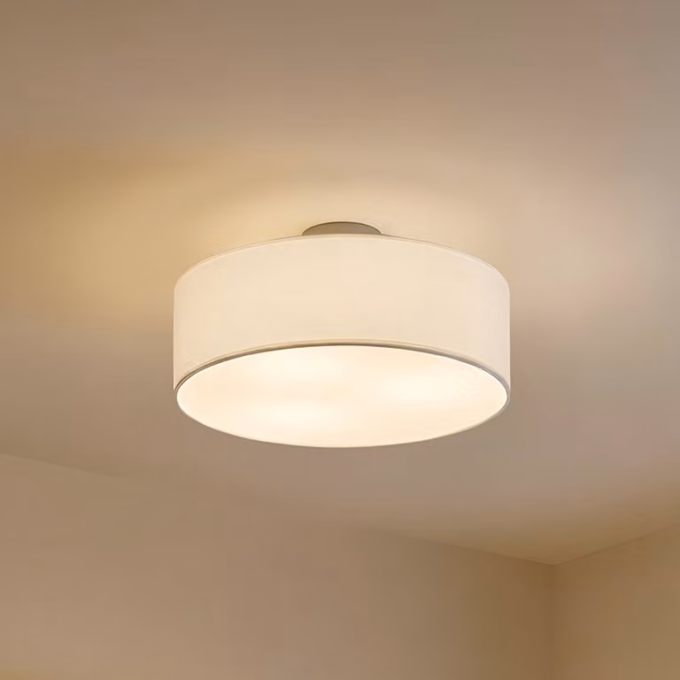Plafoniera soffitto Sebatin Lindby, dimmerabile, Bianco / Opale, Camera da letto, Tessuto / Stoffa / Seta, Moderno, Plafoniera