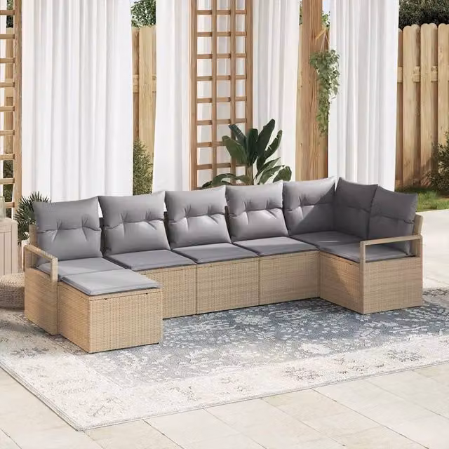Set di divani 7 pz Beige polyrattan 3346470