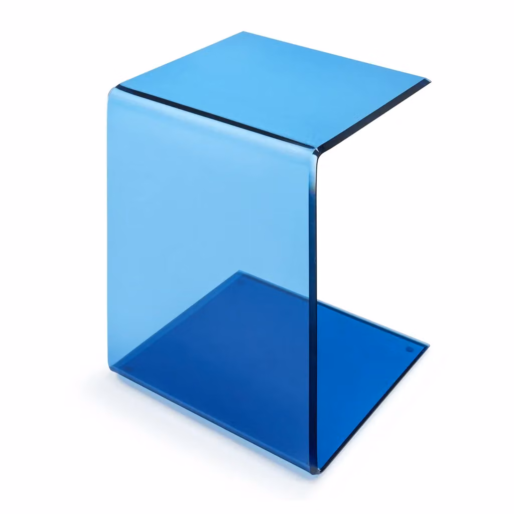 Tavolino laterale Trölmapilu en.casa in vetro blu con design a forma di C L/P/H: 60 x 40 x 40 cm – 2