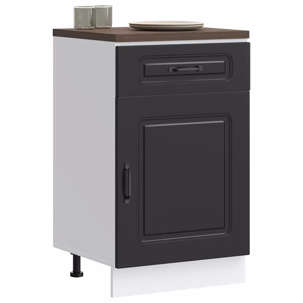 Base da cucina moderna vidaXL Kalmar in legno e MDF nero opaco L/P/H: 81,5 x 46,0 x 50,0 cm