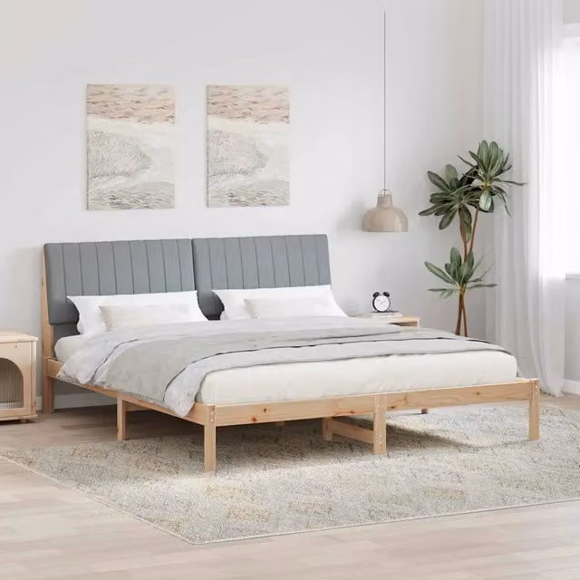 Struttura letto moderna vidaXL in pino massello non trattato marrone L 180 x P 200 cm