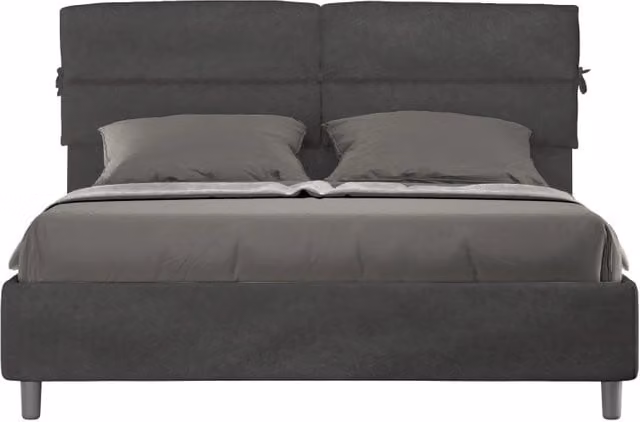 Letto imbottito Matrimoniale 160x200 cm Nandy - Senza rete,Microfibra,Grigio