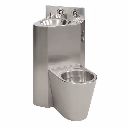 Sanela WC in acciaio inox - WC con lavabo nell'angolo, WC a terra a destra, aste filettate SLWN 08P