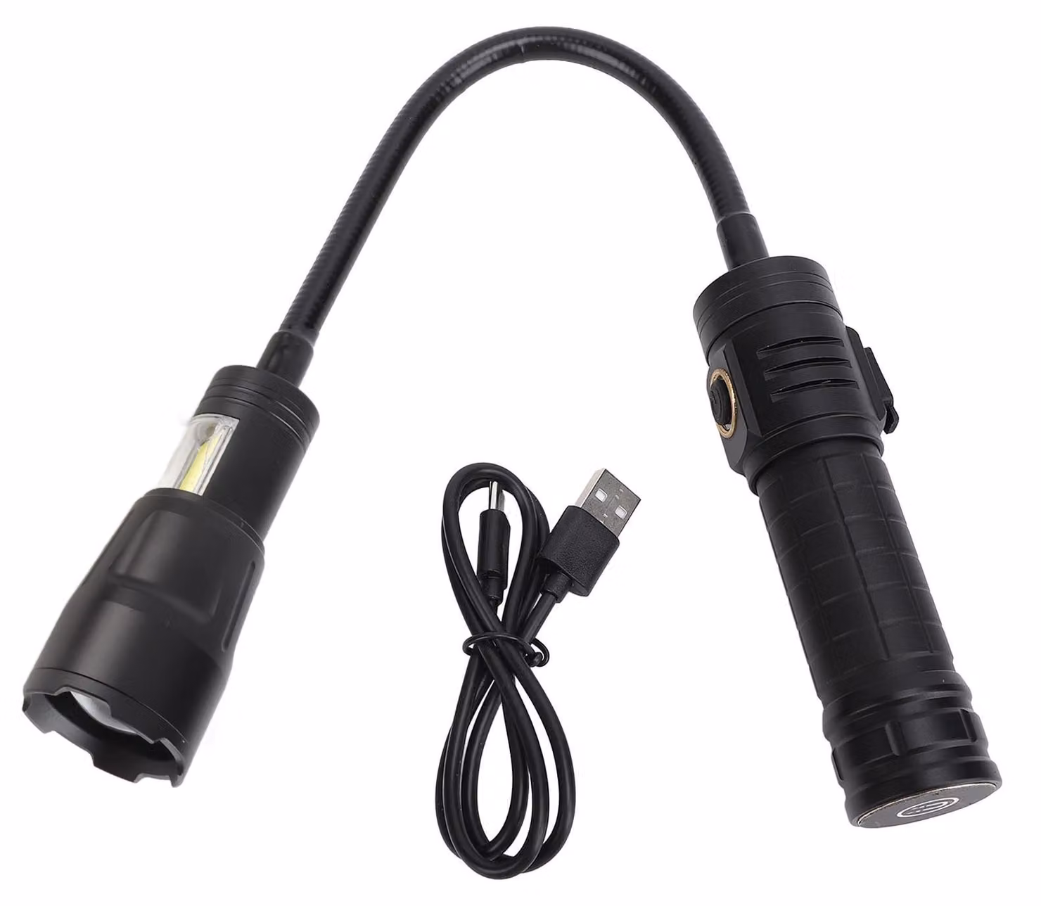 Torcia flessibile, con zoom, alta luminosità, lampada da lavoro con base magnetica, lato COB per riparazioni auto, lettura, campeggio