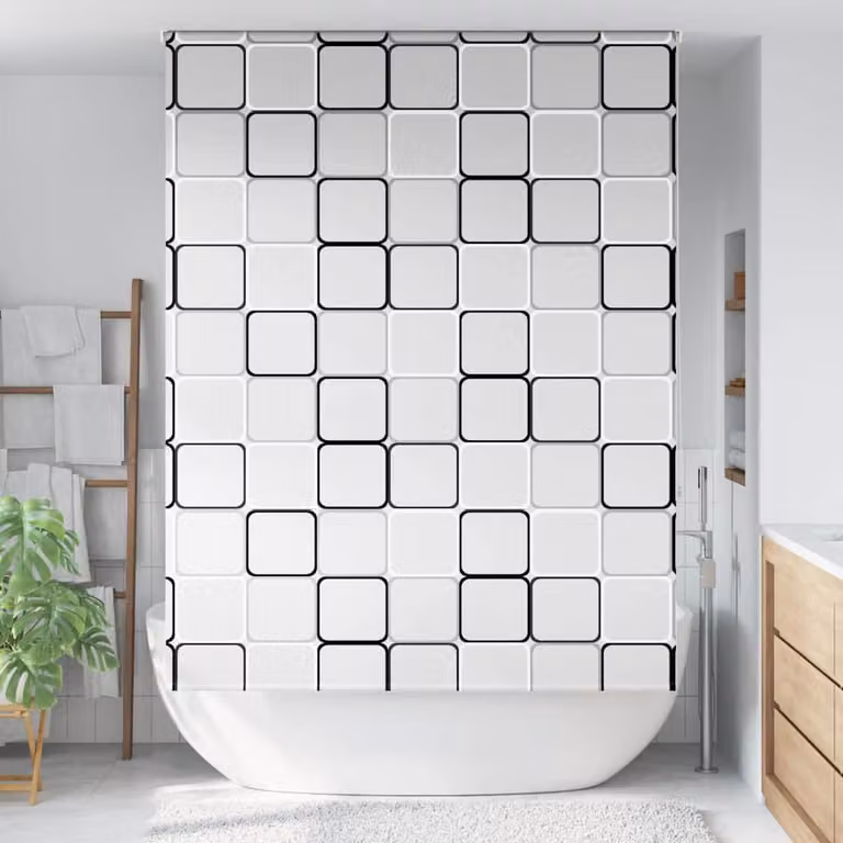 vidaXL Tenda a Rullo per Doccia con Grafica Multicolore e Bianca, L: 160 cm, H: 240 cm