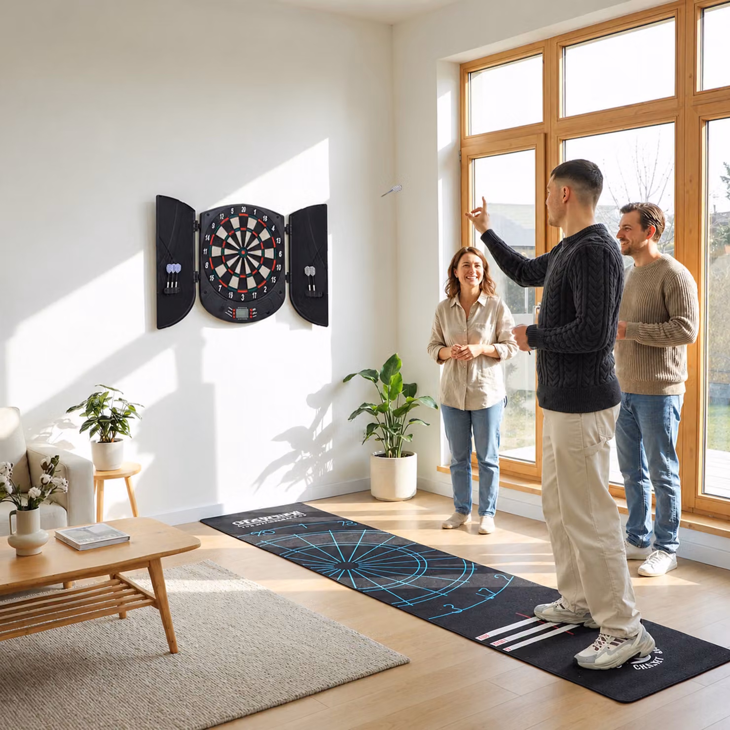 Bersaglio Freccette Elettronico HOMCOM per 8 Giocatori con 6 Freccette, Schermo LCD, 2 Porte e 26 Modalità di Gioco, Nero e Arancione – 2