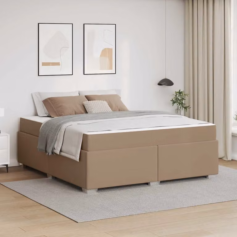 Struttura del letto moderna vidaXL in legno e tessuto beige e marrone L/P/H: 181 x 200 x 147 cm