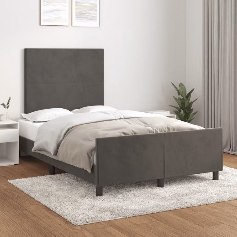 Giroletto senza materasso vidaXL in velluto grigio con struttura in legno e doghe L/P/H: 120 x 200 x 123 cm