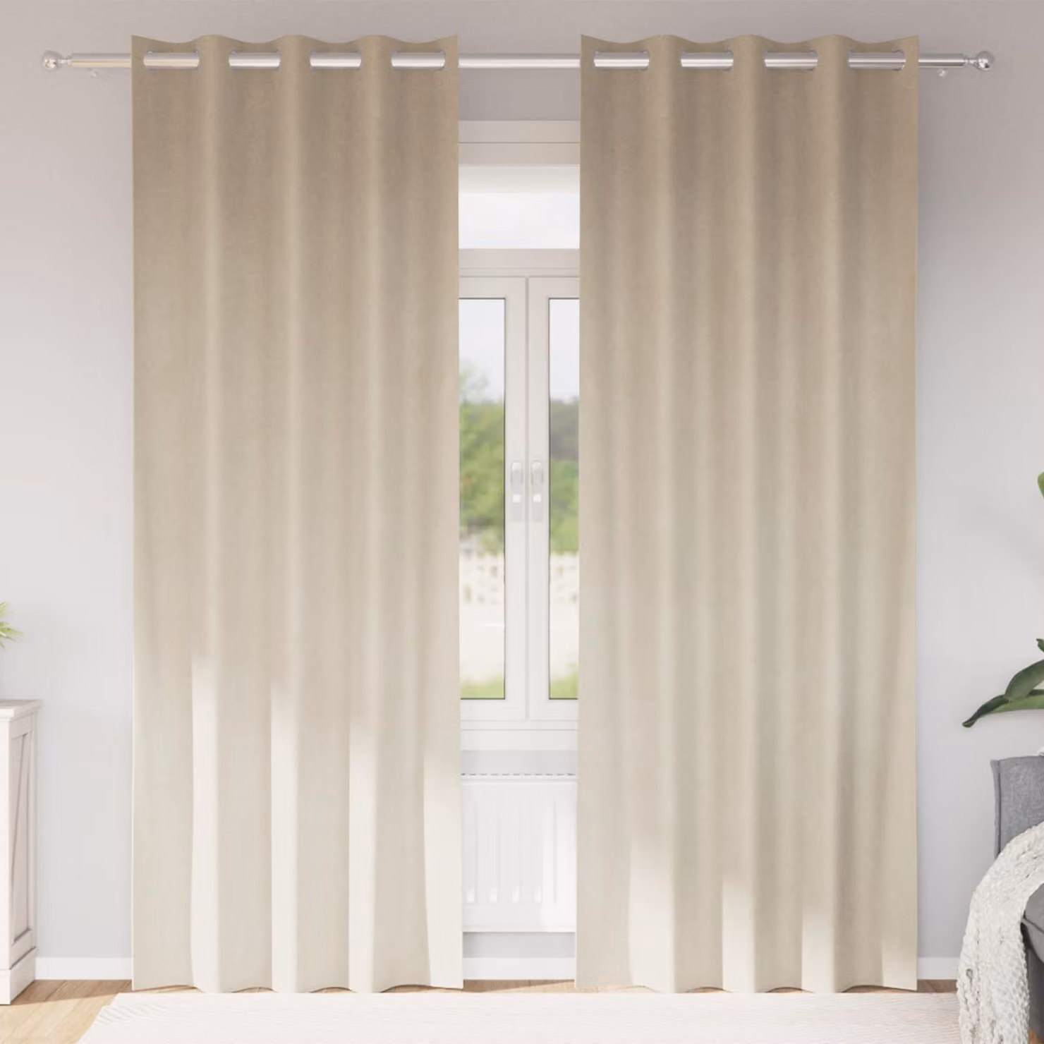 Set di 2 tende oscuranti vidaXL in velluto beige, L: 140 cm, H: 245 cm