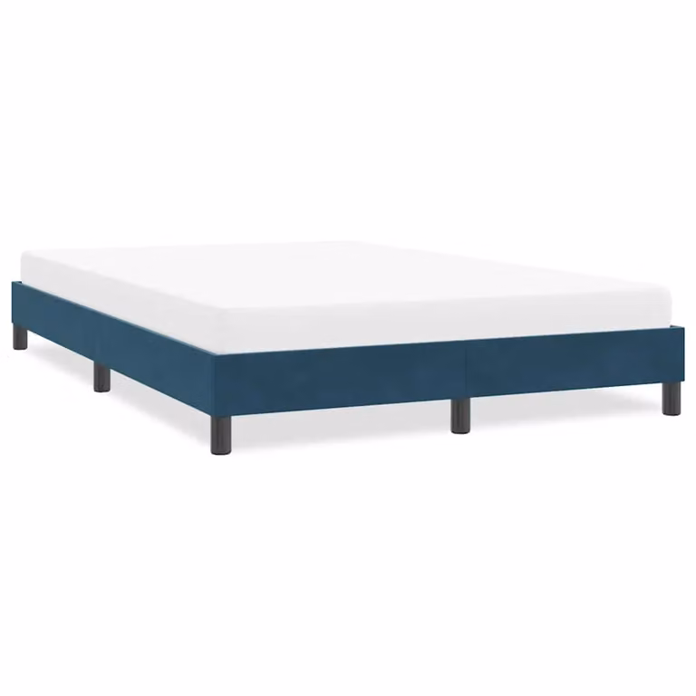 vidaXL Giroletto in Velluto Blu Scuro con Listelli in Legno L/P/H: 140 x 223 x 25 cm