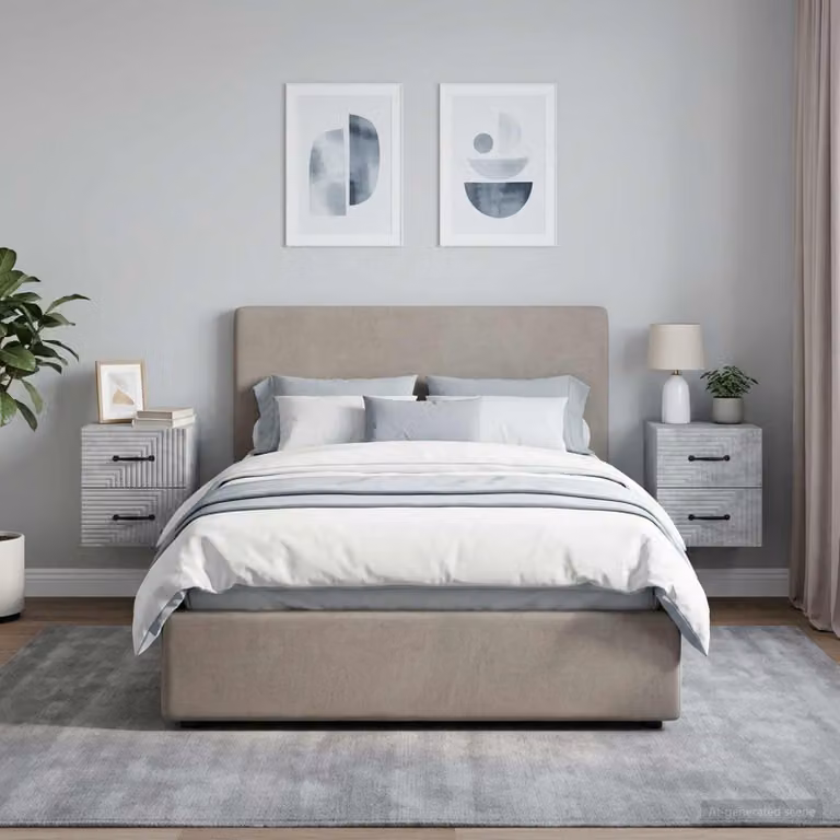 Set di 2 comodini sospesi vidaXL in stile moderno Grigio Cemento L 34,5 x P 33 x H 40 cm