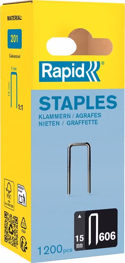 Rapid Tools 40109528 Graffette Rapid a dorso stretto tipo 606, 15 mm, confezione piccola