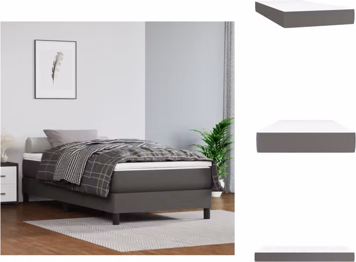 vidaXL Materasso a molle insacchettate grigio 90x200x20 cm in Pelle finta - Materassi