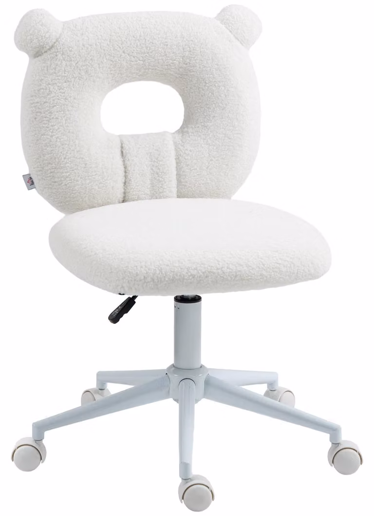 Sedia da ufficio – Sedia da ufficio in ecopelle effetto pelliccia bianca – Regolabile in altezza – 50 x 56 x 90 cm