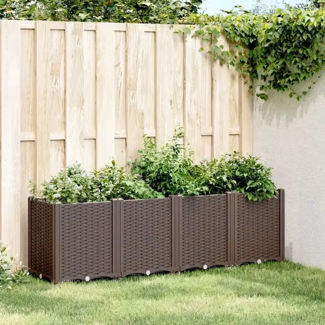Fioriera da giardino vidaXL in plastica marrone L: 160 cm, P: 40 cm, H: 53 cm