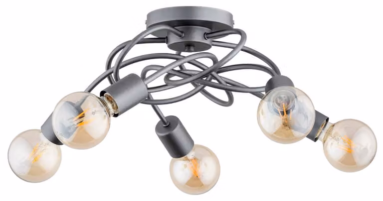 Lampada da soffitto MAXIS grigia 5xE27x15W in metallo, dimensioni: 20x51x51 cm, IP20, Alfa