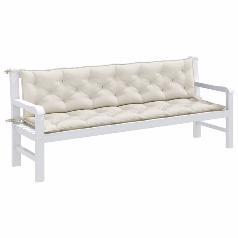 Set di 2 cuscini per panca da giardino vidaXL in tessuto beige, L 200 cm x P 50 cm x H 7 cm