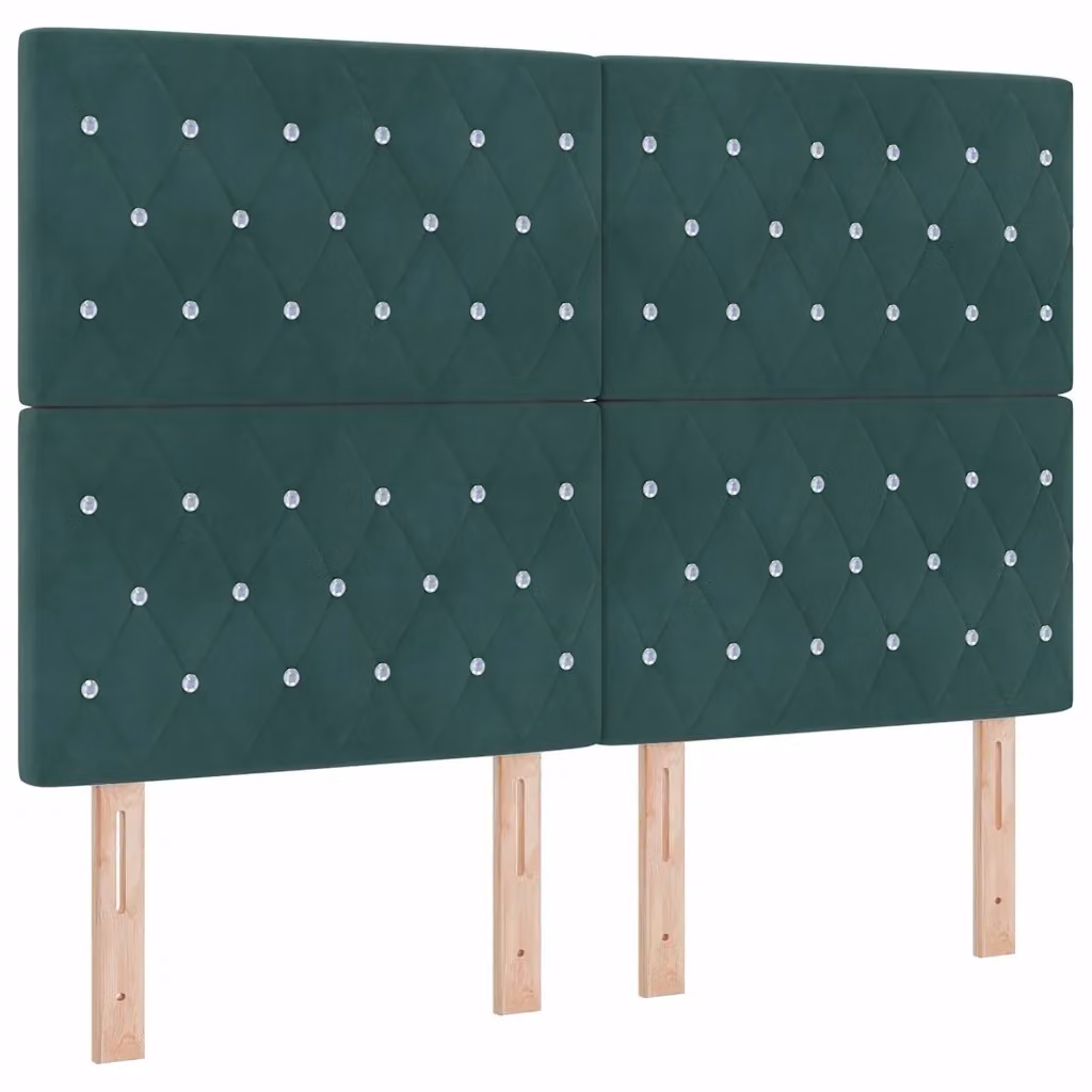 Testiera per letto imbottita vidaXL in velluto verde con struttura in legno di pino, Larghezza: 160 cm – 2