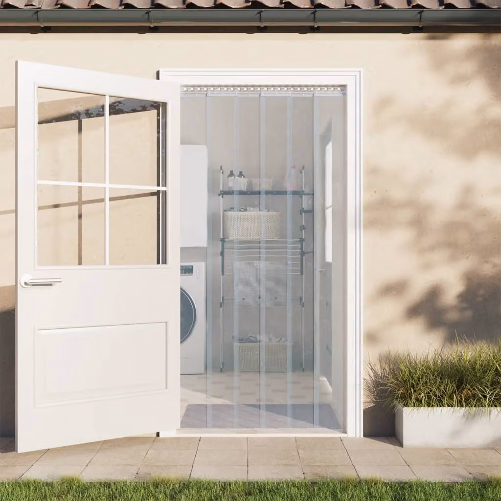 Tenda per porte a strisce trasparente vidaXL in PVC, isolante termica e fonoassorbente, L: 200 mm x P: 1,6 mm x H: 10 m