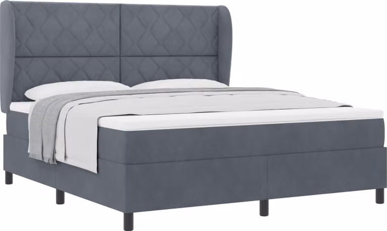 Letto a molle con materasso Grigio scuro 200 x 180 cm Velluto