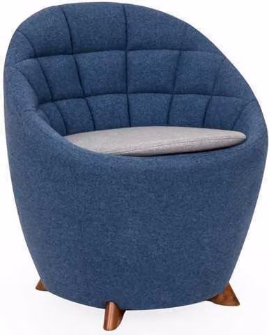 Blauer Rundsessel Designer Polster Einsitzer Wohnzimmer 1-Sitzer