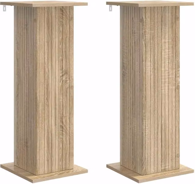 Set di 2 supporti per piante in legno color rovere sonoma, design moderno, L 30,5 cm x P 30 cm x H 80,5 cm