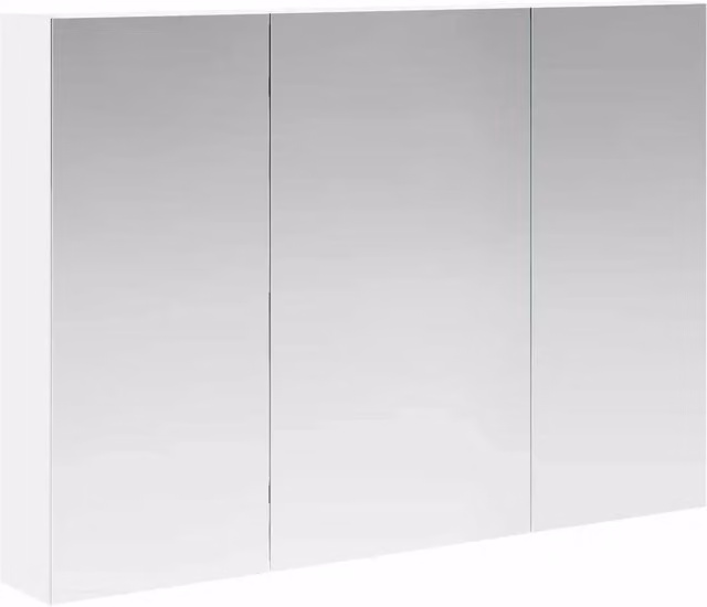 Mobiletto da bagno sospeso bianco con ante in vetro e ripiani interni L/P/H: 100 x 14,5 x 70 cm