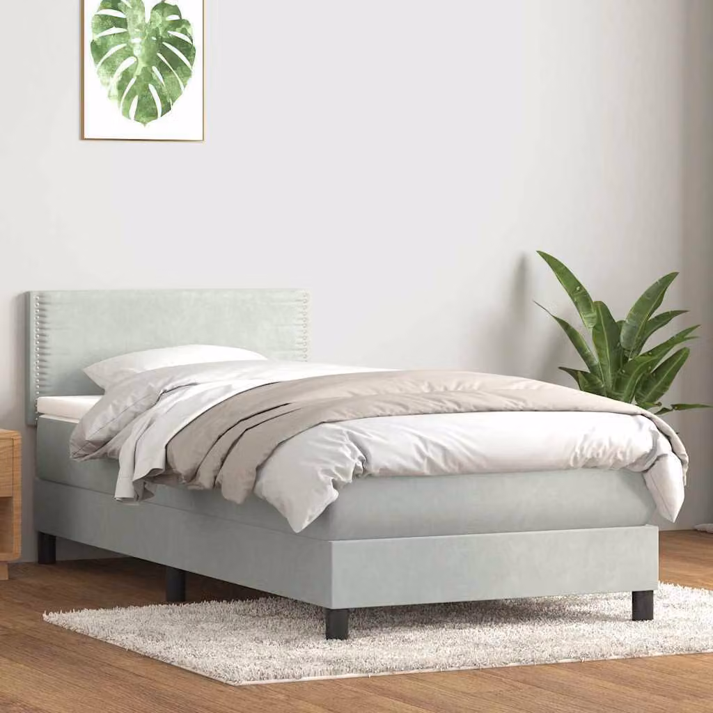 Maison Exclusive - Giroletto a Molle con Materasso Grigio Chiaro 90x220 cm Velluto