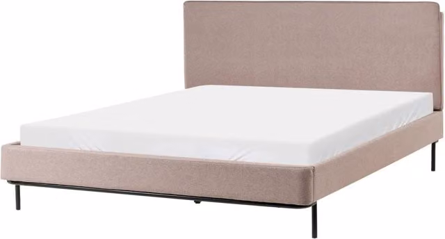 Letto matrimoniale in Tessuto moderno tortora con testiera e rete 160 x 200 cm Design Moderno