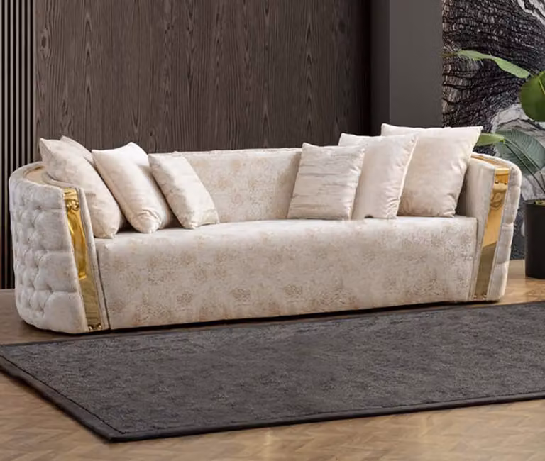 Exklusive Edelstahl Couch Moderner 3-Sitzer Luxuriöse Wohnzimmer Möbel