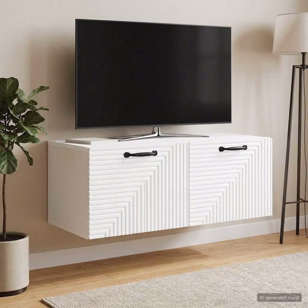 vidaXL Mobile Porta TV da Muro Bianco Moderno in MDF L/P/H: 78,5 x 41 x 30 cm