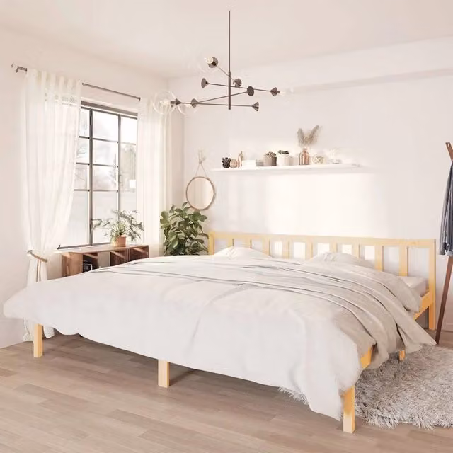 Giroletto vidaXL in legno massello di pino bianco per adulti, dimensioni 180 x 200 cm