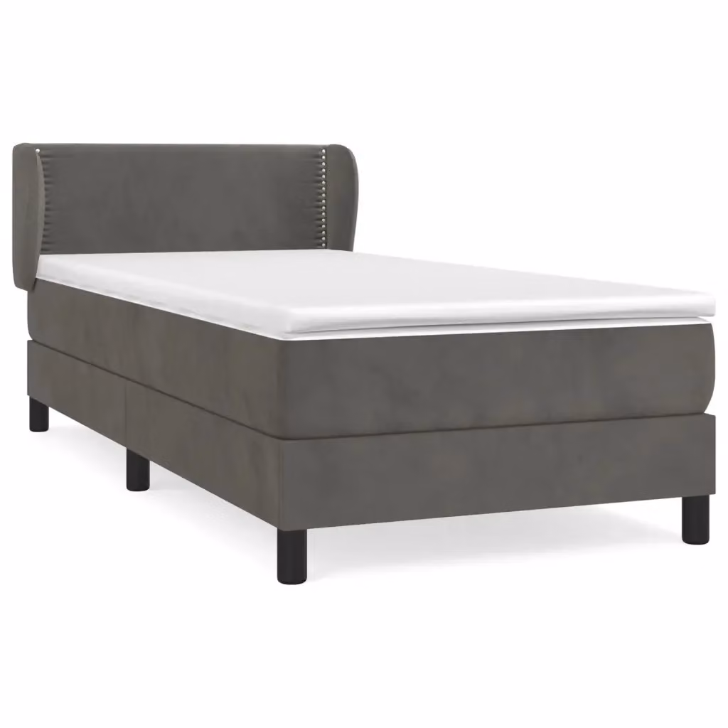 vidaXL Giroletto a Molle con Materasso in Velluto Grigio L/P/H: 200 x 100 x 88 cm – 2