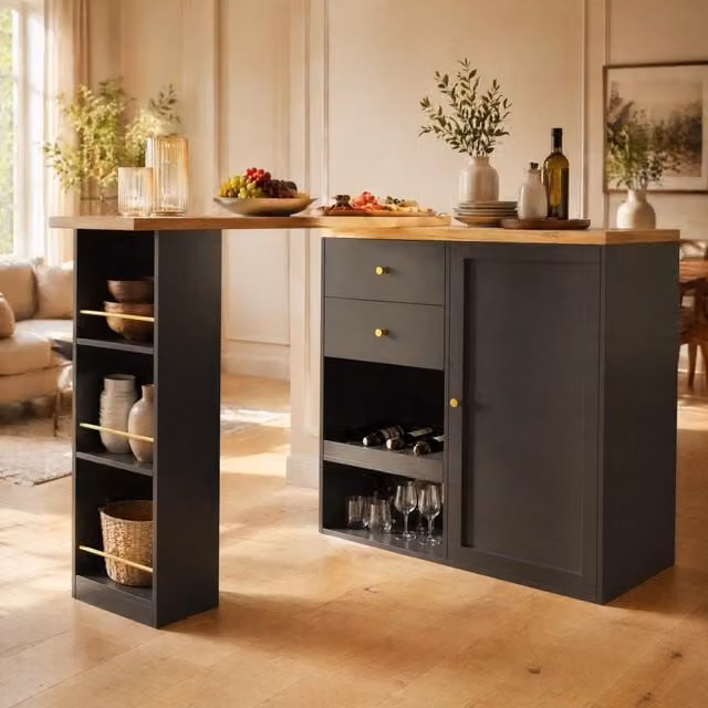 Armadio Moderno REDOM in MDF e Metallo con Ante a Battente e Cassetti, Nero e Oro, L 105 x P 39 x H 102 cm