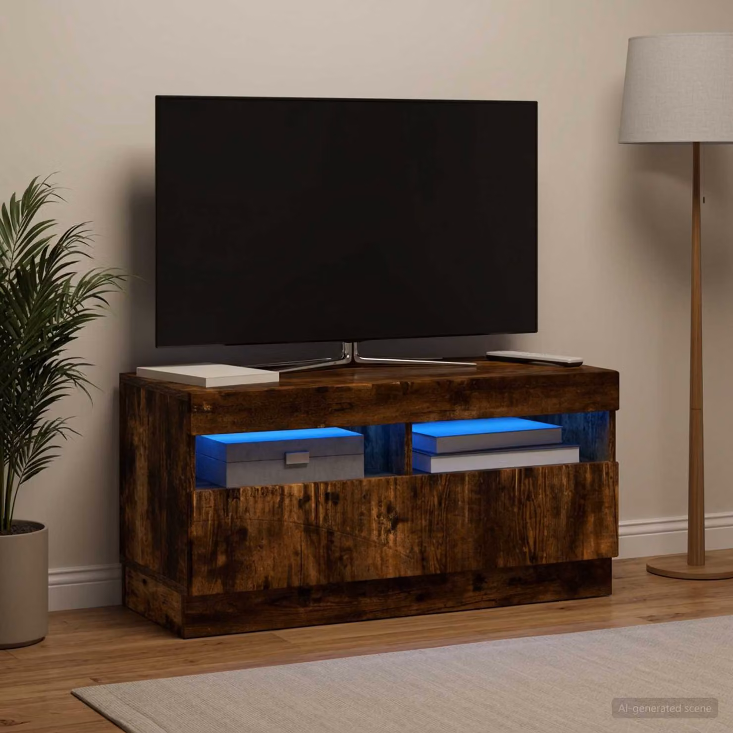Mobile TV LED vidaXL in legno ingegnerizzato Rovere Fumo marrone con illuminazione integrata L 81,0 cm x P 35,0 cm x H 40,0 cm