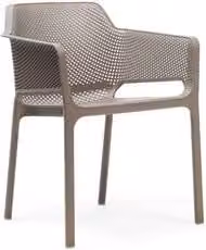 Sedia con braccioli Nardi NET in polipropilene color tortora opaco per esterno e giardino