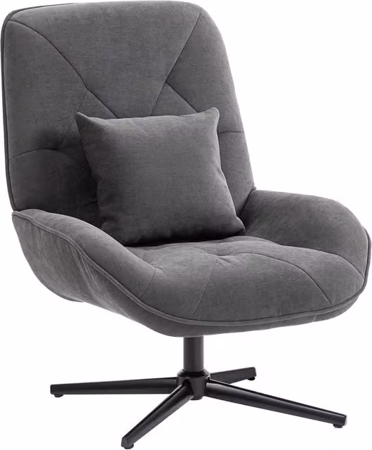 Poltrona girevole in tessuto chenille ¨C Xylo ¨C schienale alto, cuscino lombare, grigio scuro