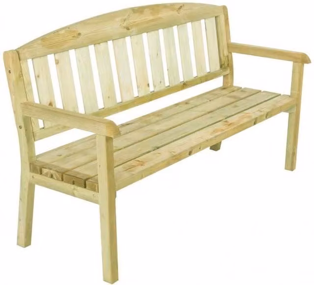 Panca da giardino 3 posti in legno, seduta con schienale e braccioli in pino impregnato per esterno - Esterni da Vivere