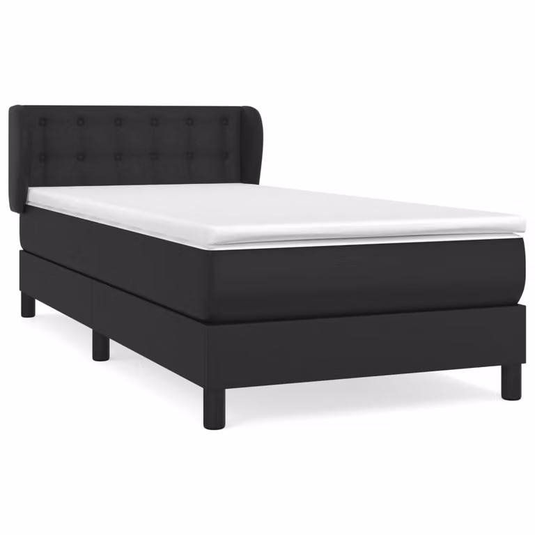 Giroletto a Molle con Materasso Nero 90x190 cm in Pelle finta