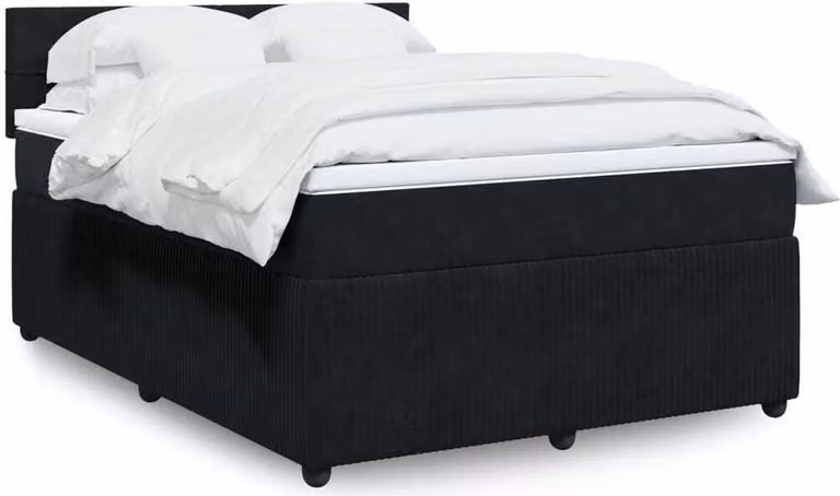 Maison Exclusive - Giroletto a Molle con Materasso Nero 140x190 cm in Velluto