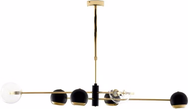 Lampadario moderno oro/nero vetro 8 luci Jupiter MOKA