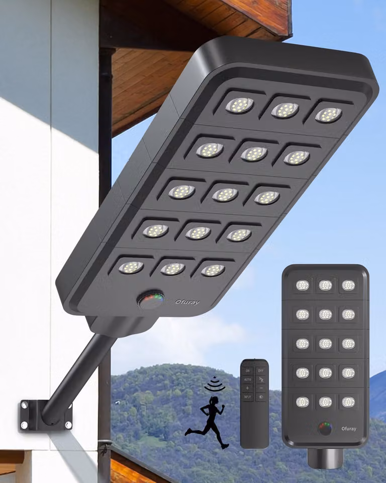 Lampione solare, 150 LED, 36.000 mAh, sensore di luminosità, illuminazione esterna