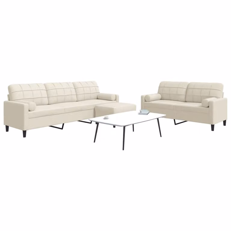 Maison Exclusive - Set divano 3 pezzi con cuscini e cuscini cervicali in velluto color crema